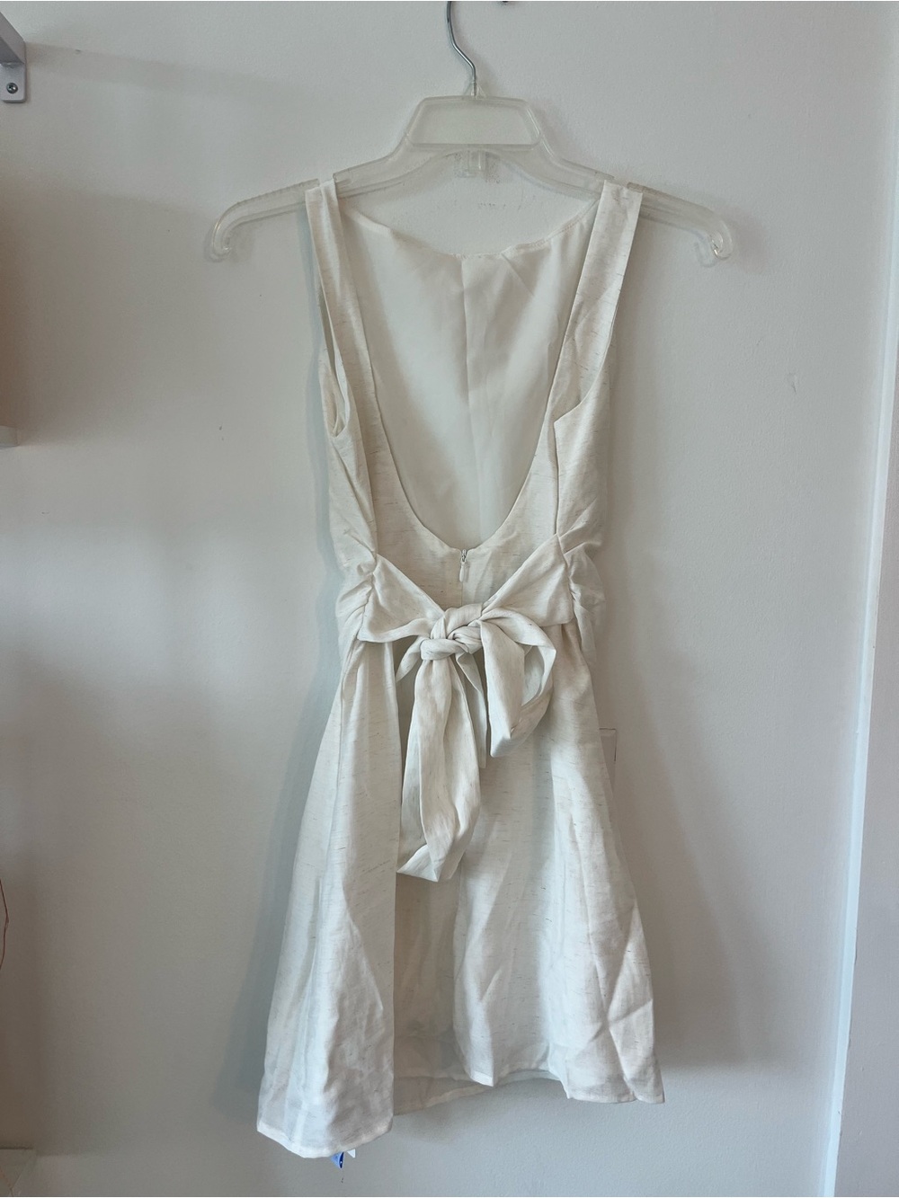 Cider Ivory Backless Tie-Back Mini Dress
